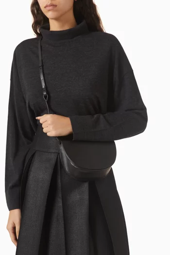 Curved Crossbody Bag in Leather