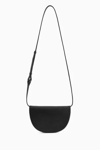 Curved Crossbody Bag in Leather