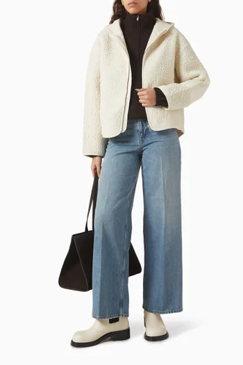 سترة صوف مارينو بارز الملمس بسحّاب