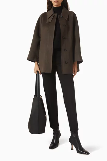 معطف صوف بوجهين وياقة عالية