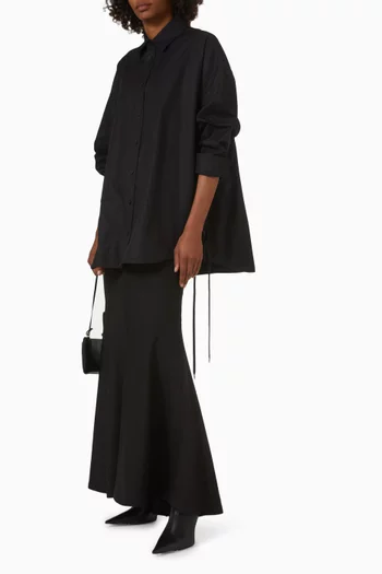 Lace-up Shirt in Cotton Gabardine