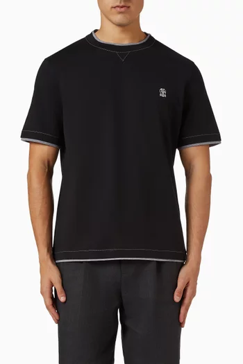 Faux-layering Logo T-shirt in Cotton