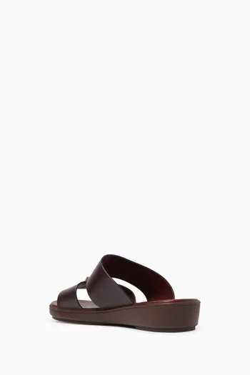 Buckle Strap Sandals in Oiled Suede
