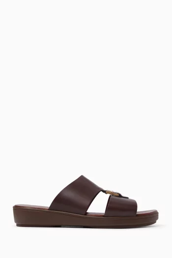 Buckle Strap Sandals in Oiled Suede