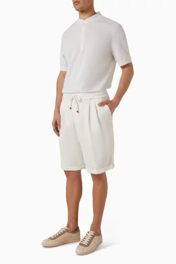 Henley Collar T-shirt in Cotton Waffle Jersey