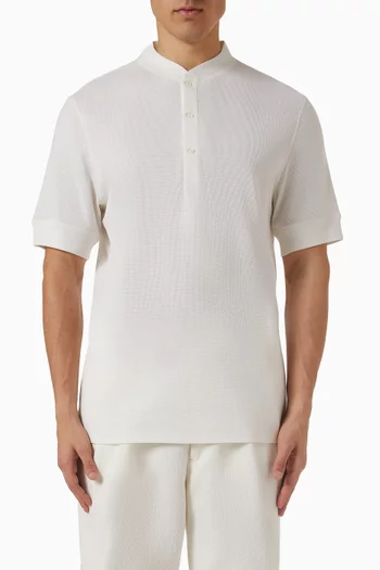 Henley Collar T-shirt in Cotton Waffle Jersey