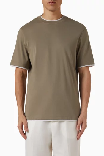 تي شيرت بتصميم طبقتين قطن