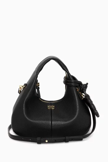 Mini Hobo Bag in Grained Faux Leather