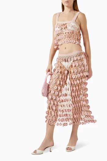 تنورة فلور بتصميم كروشيه منسوج يدويًا وقابل للتعديل