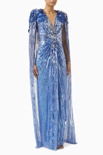 فستان جولد فنجر مطرز بالترتر