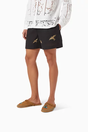 Amerine Embroidered Slippers in Suede