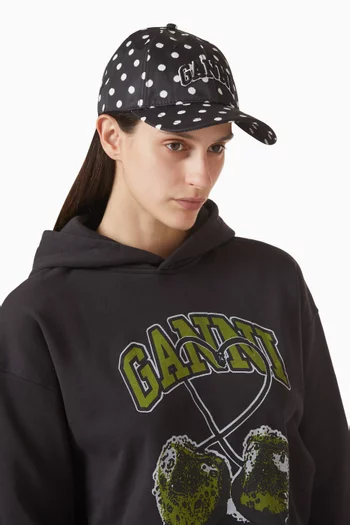 Logo Embroidered Cap in Polka-dot Nylon