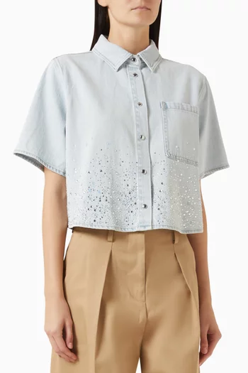 Rhinestone-embellished Shirt in Denim