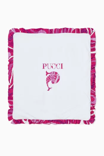 Printed Ruffle Blanket in Cotton