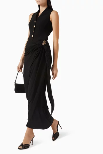 Agnus Drape Dress in Jersey & Crepe