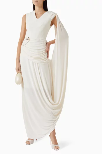 Savannah Drape Dress in Crepe & Jersey