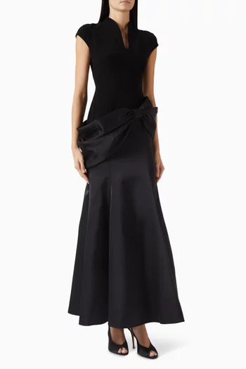 Bow Gown in Satin & Crepe