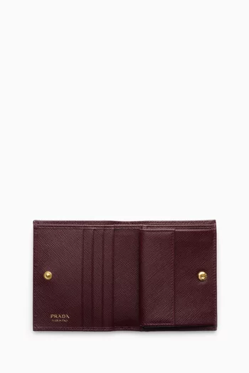 Small Triangle Logo Wallet in Saffiano Leather