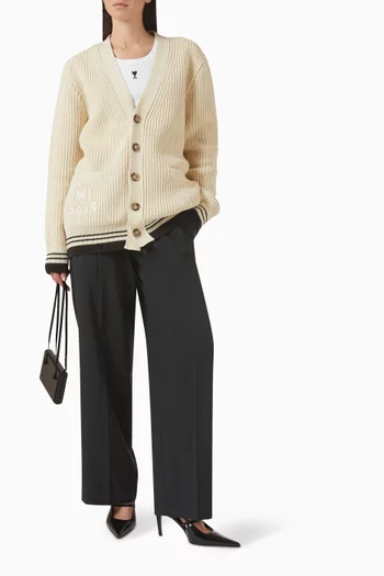 كارديغان بنقشة مخططة بجيوب صوف بكر