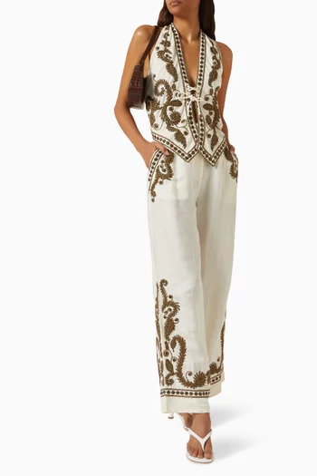 Taylen Wide-leg Pants in Linen Blend