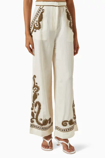 Taylen Wide-leg Pants in Linen Blend
