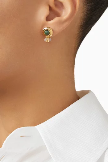 أقراط امارانتي مرصعة بأحجار كابوشون معدن مطلي بالذهب