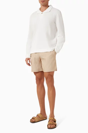 Mid-Length Elastic Shorts in Linen