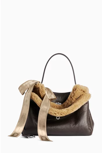 Medium Rodeo Bag in Calfskin & Shearling