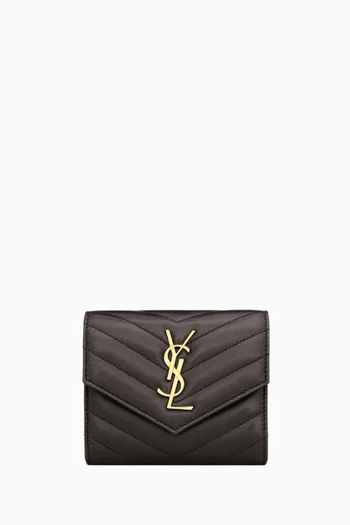 محفظة كاساندر ثلاثية الطيّ بتصميم مبطّن جلد ماعز