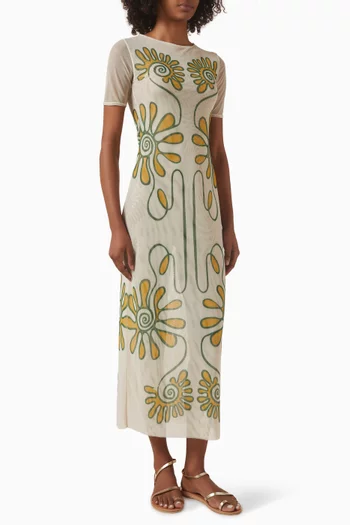 Natasha Sheer Printed Dress