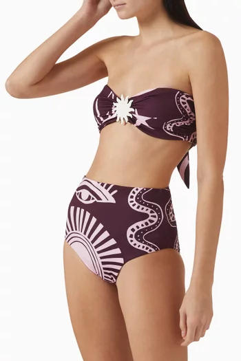 Maple Printed Bandeau Bikini Top