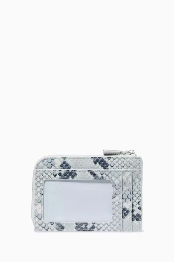Mini Zip Card Case in Snake-embossed Leather