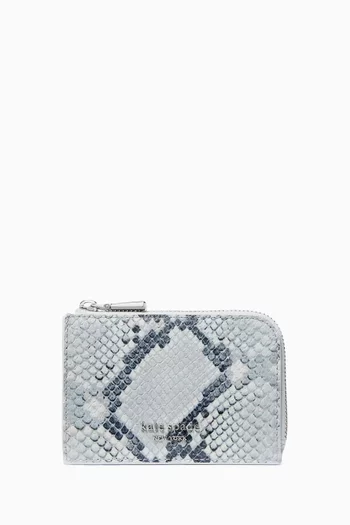 Mini Zip Card Case in Snake-embossed Leather