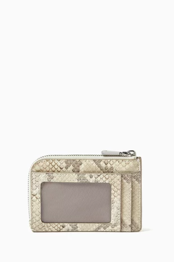 Mini Zip Card Case in Snake-embossed Leather