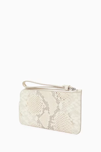 Zip Wrislet Pouch in Embossed Leather