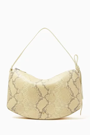 Large Loop Shoulder Bag in Snake-embossed Leather