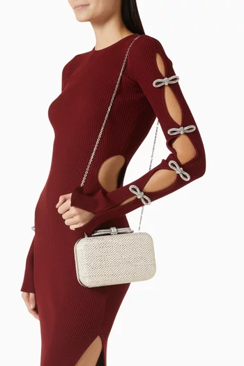 Double Bow Clutch Bag in Lurex-raffia