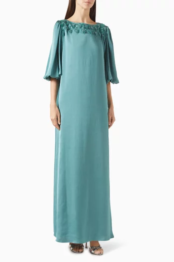 Embellished Kaftan in Satin