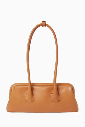 Mini Boat Wide Shoulder Bag in Leather