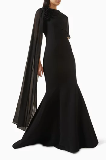 فستان سهرة بكاب وكشكش