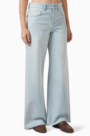 بنطال جينز بقصة ساق واسعة دينم