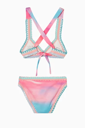 طقم بيكيني مطرز بقوس قزح