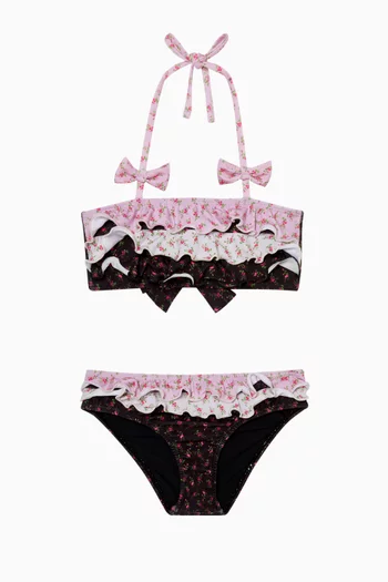 Floral-print Ruffle Bow Bikini