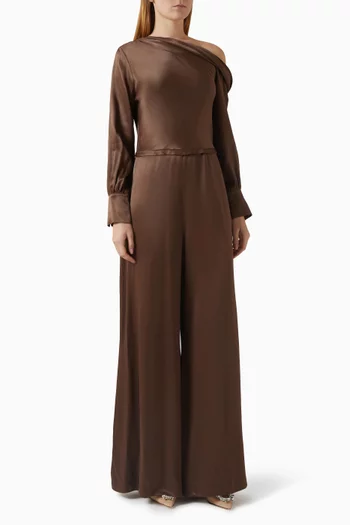 Off-shoulder Jumpsuit in Satin