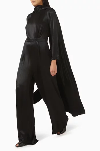 Cape-detail Jumpsuit in Satin