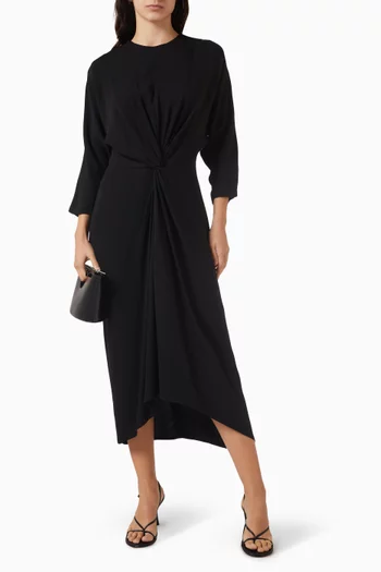 Twisted-front Midi Dress
