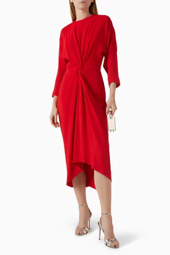 Twisted-front Midi Dress