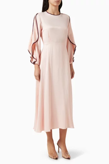 Contrast-piping Midi Dress