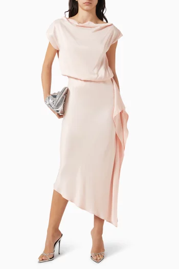 Off-shoulder Midi Dress in Satin
