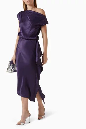 Off-shoulder Midi Dress in Satin